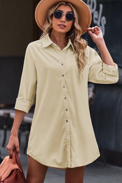 Button up Bliss Raglan Sleeve Shirt Dress