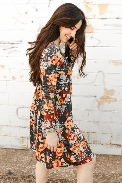 Floral Print Long Sleeve Dress