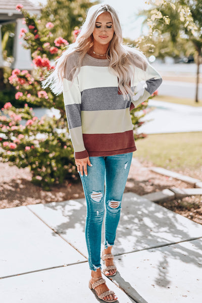 Ribbed Stripe Neutral Sweater