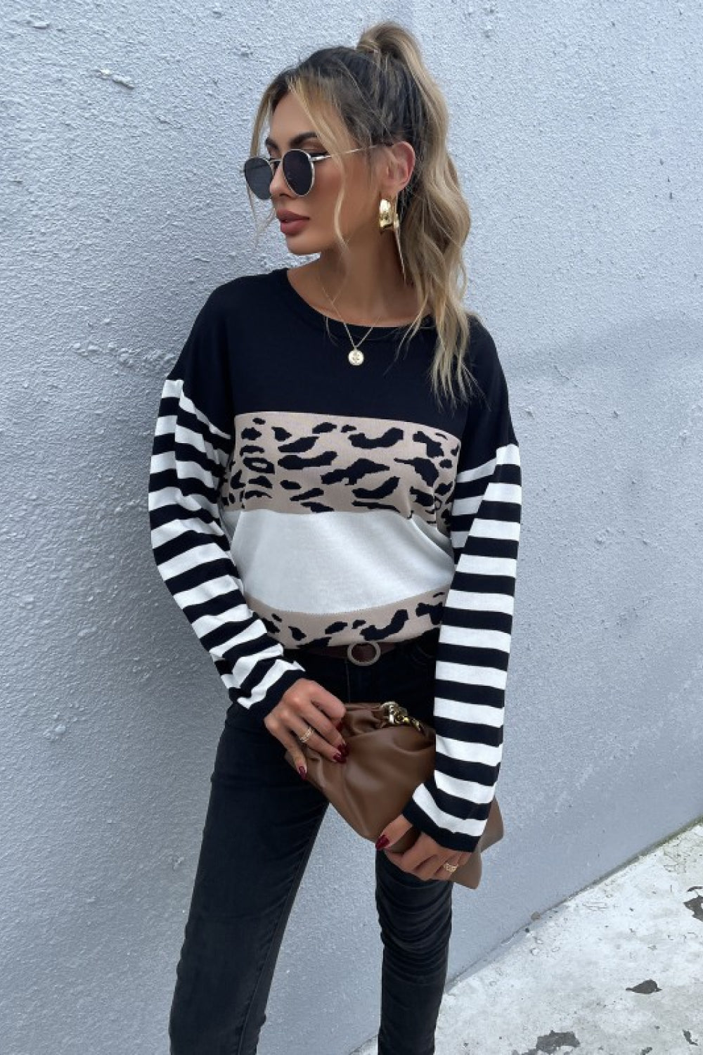 Mixed Print Pullover